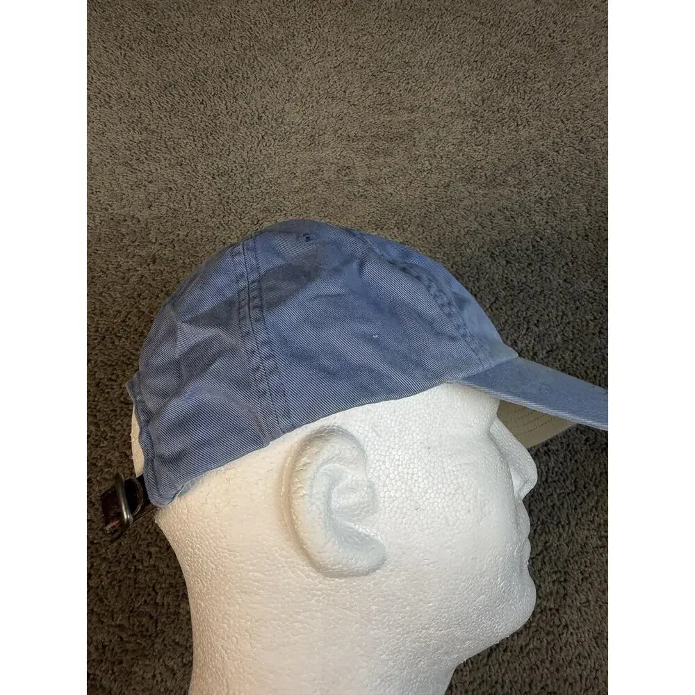 Vintage Polo Ralph Lauren Hat Mens One Size Blue Yellow Pony Leather Strap Faded